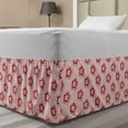 thumbnail image 1 of Flower Bed Skirt, Abstract Romantic Spring Blossoms on Wavy Lines Lattice Style Backdrop, Elastic Bedskirt Dust Ruffle Wrap Around for Bedding Decor, 4 Sizes, Rose Dark Coral White, by Ambesonne, 1 of 2