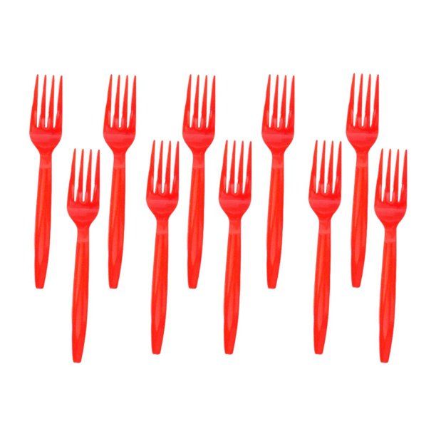 10 piezas de vajilla desechable para fiestas de Halloween, color rojo, para cenas y bodas Tenedores