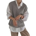 thumbnail image 2 of Sherrylily Women V Neck Sweater Vest Oversized Loose Knit Cable Sleeveless Sweater, 2 of 6