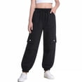 thumbnail image 2 of Pretxorve Kids Girls Cargo Pants Solid Basic Thin Cuffed Sport Casual Bottoms Sizes 1-14Y, 2 of 4