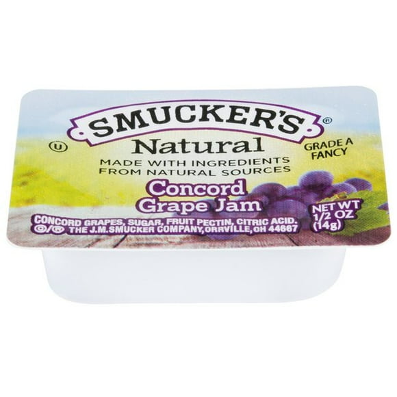 Smucker's Natural Concord Grape Jam .5 oz. Portion Cup - 200/Case