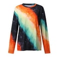 thumbnail image 5 of tklpehg Casual Long Sleeve Shirts for Womens Long Sleeve Autumn Winter Graphic Tee Tie Dye Printed Crewneck Casual Loose Pullover Shirts Orange S, 5 of 6