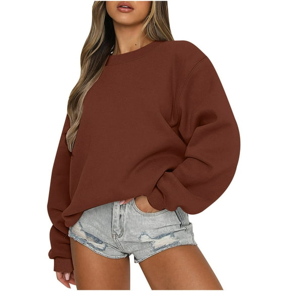 Kiplyki Trendy Women 'sLong Sleeve Round Neck Solid Ladies Loose Sweatshirt Tops Blouse