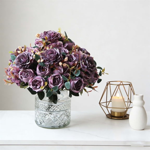 SouMaox Artificial Rose Bouquet, Lifelike Silk Peonies, Vibrant Hydrangea Floral Arrangement, Table Centerpiece Decor for Wedding Reception