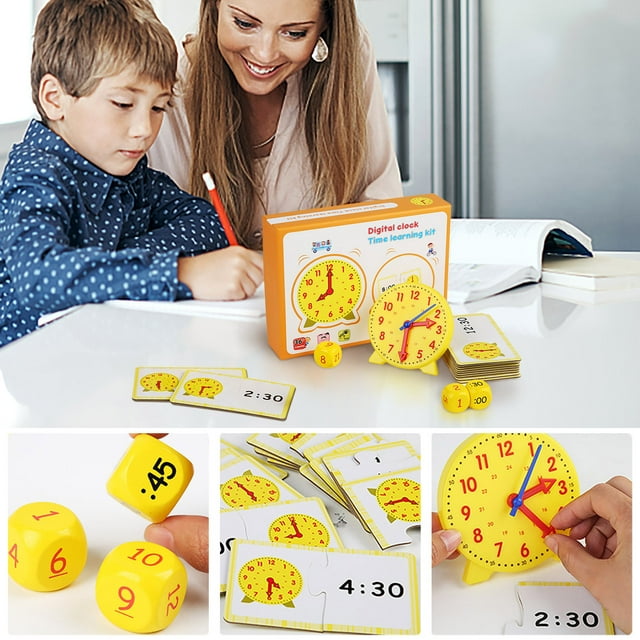 Big Save,HWRETIE Tetras Learning Resource Activity Set,Teaching Clock for Children Over 5 Years Old,Telling,Home School Supplies,Kindergarten Learning Activities