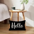 thumbnail image 2 of Hello Lumbar Throw Pillow Covers 12 x 20 Inch Farmhouse Rustic Decorative Rectangular Cushion Covers for Front Porch Welcome Decor Perfect Housewarming Gifts (Black), 2 of 5