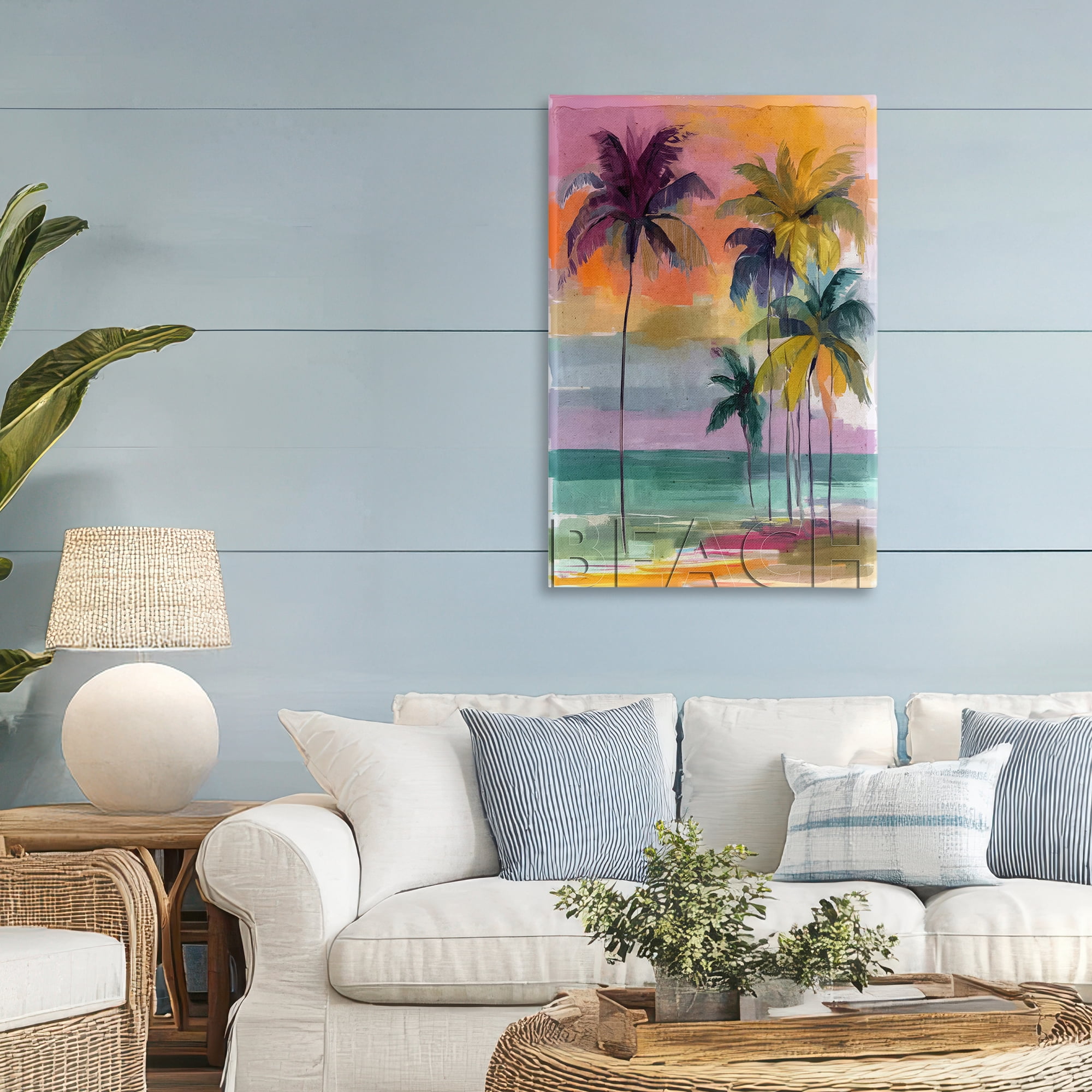 Stupell Industries Crayon Beach at Sunset Canvas Wall Art, design by Annabelle Hall