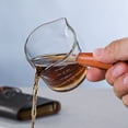 thumbnail image 2 of Taza de leche pequeña de doble boca con mango de madera Taza de leche para café Taza medidora de café de vidrio italiano Taza para café con leche Mini taza de jarra de leche, 2 of 6