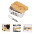 thumbnail image 5 of Ceramic Butter Dish with Knife Butter Holder Large Lid Cutter Set European Style, 5 of 5