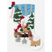 Bucilla Felt Applique Holiday Stocking Kit, Santa's Forest Family, 18"