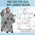 thumbnail image 4 of Oversized Wearable Blanket Hoodie,Black and White Geometric Quatrefoil Pattern Sherpa Blanket Hoodie with Super Pockets,Super Warm Fuzzy Pullover for Women & Men, 4 of 6