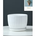 thumbnail image 3 of White Plant Pots Set of 3,Indoor Ceramic Flower Pot with Saucers,6.7"&5.5"&3.9" Inch Small to Medium Sized Planters for Plants,Round Modern Garden Pots, 3 of 6