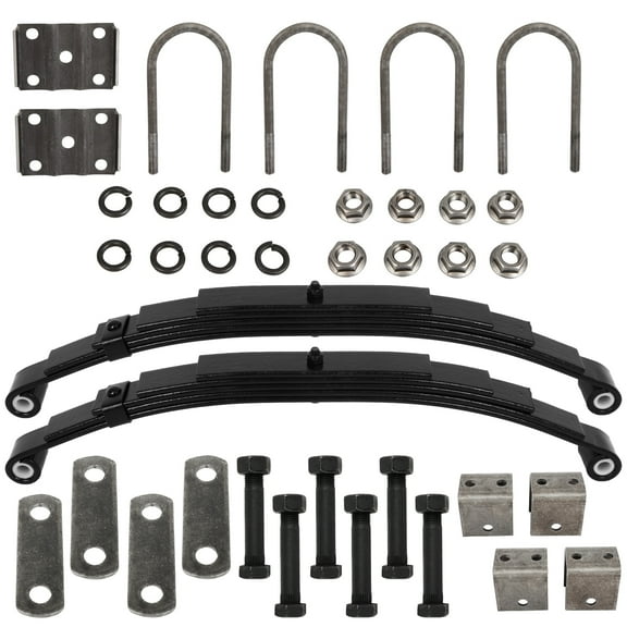 2 Pack Trailer 5-Leaf Double Eye Spring Suspension Kit   7" Long U-bolts Trailer Leaf Springs 6000lbs Capacity  Single Axle Hanger Kit for trailers vehicles