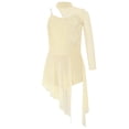 thumbnail image 2 of TiaoBug Big Girls Lyrical Dance Costume Single Long Sleeve Lace Patchwork Modern Ballet Dance Dress Beige 14, 2 of 6