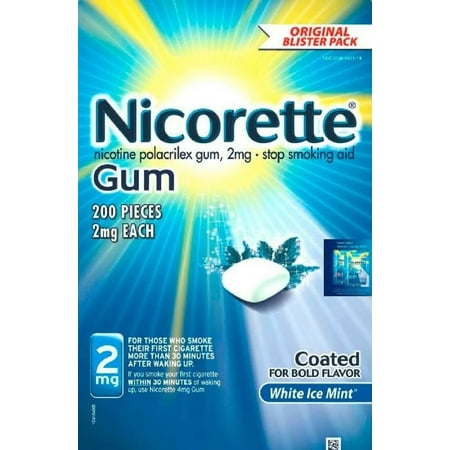 Nicorette White Ice Stop Smoking Gum, 2 mg, 200 Ct