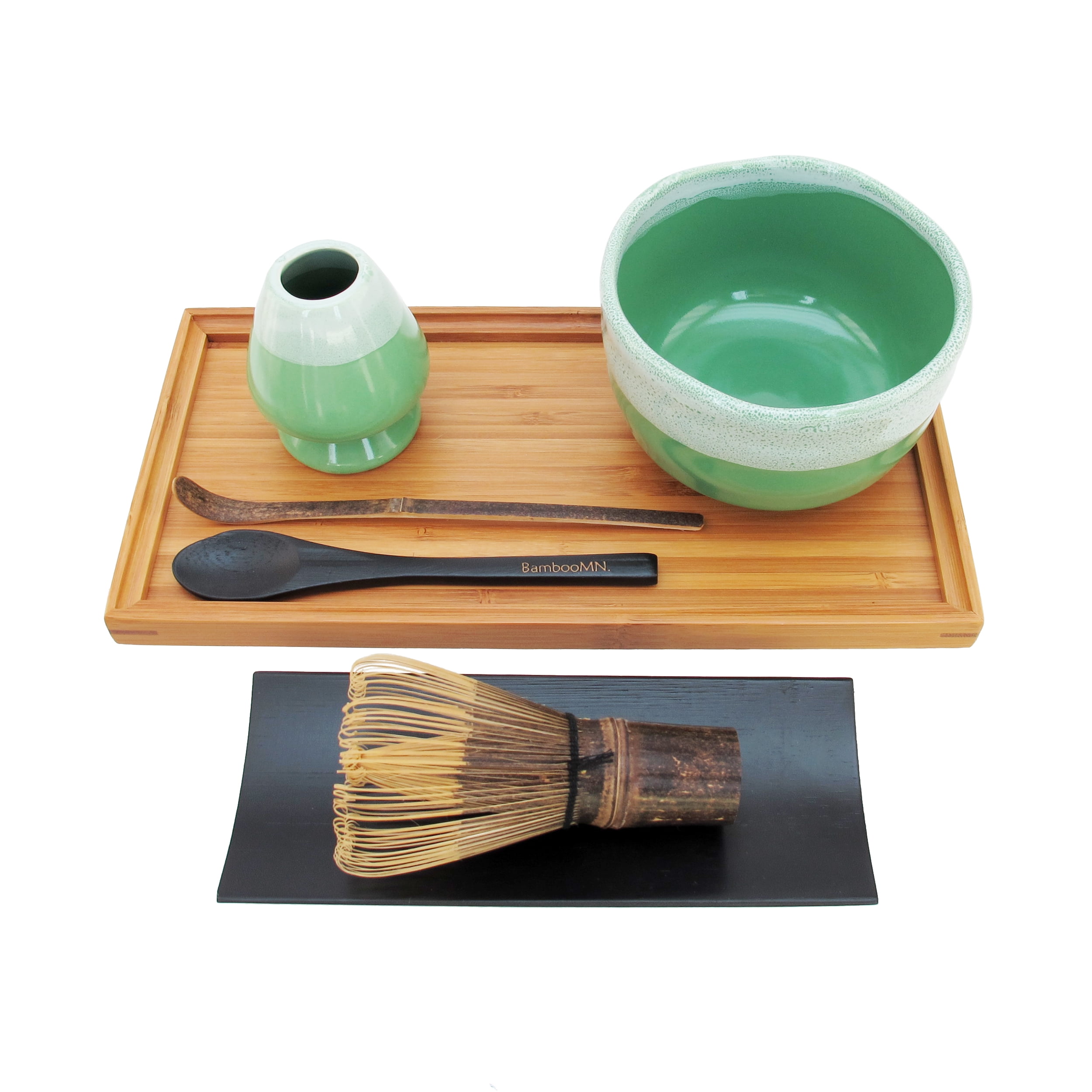 Matcha Tea Set Black Bowl Whisk Chasaku Spoon BambooMN New 