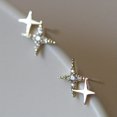 thumbnail image 3 of Stunning Double Star Stud Earrings with Zircon Inlay - 18K Gold Plated for Women's Proposal and Engagement Parties - Perfect Gift Idea, 3 of 4
