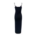 thumbnail image 4 of Bigersell Robes Trapèze Style Mode pour Femmes Chaîne Couleur Unie Fente Haute Robe à Bretelles à Chaîne Robe Trapèze Longue Style 25414, Robes Longues pour Femme Noir G, 4 of 5