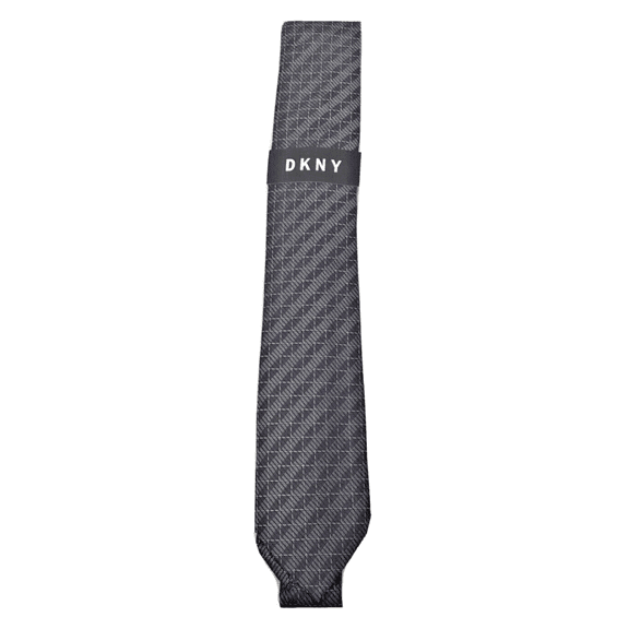Dkny Men's Channel Chambray Grid Slim Silk Tie One Size/Black