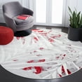 thumbnail image 2 of SAFAVIEH Skyler Bosworth Leaves Area Rug, Grey/Red, 6'7" x 6'7" Round, 2 of 8
