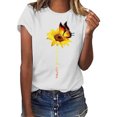 thumbnail image 5 of Blouse Été Manches Courtes T-shirt Femmes Rond T-shirt Été Manches Courtes Col Imprimé Tournesol Col Rond Top, Blanc, XL, 5 of 5
