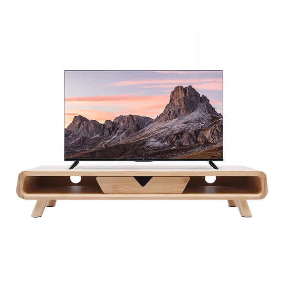 ToppiJoy Bamboo Monitor Stand with Drawer, Wooden Monitor Riser for Desk, Multi-Purpose Computer Monitor Stand for Computer, Laptop