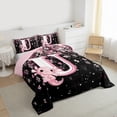 thumbnail image 3 of Manfei Girls Pink Monogrammed Queen Comforter Set 3 Pieces, Personalized Letter U Bedding Sets, Kawaii Axolotl Cherry Blossoms Bedding Comforter Set, Breathable Home Decor, 3 of 8