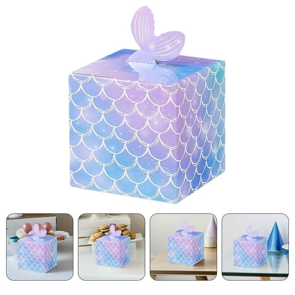 OUNONA 10pcs Mermaid Tail Paper Boxes Unique Party Favor Box 3d Decorative Candy Boxes For Cookies Treats Birthday Party