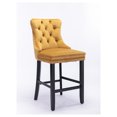 thumbnail image 3 of Upholstered Barstools Set of 2, Golden Button Tufted Bar Chairs with Wooden Legs & Nailhead Trim, Leisure Style Kitchen Counter Stools, 3 of 9