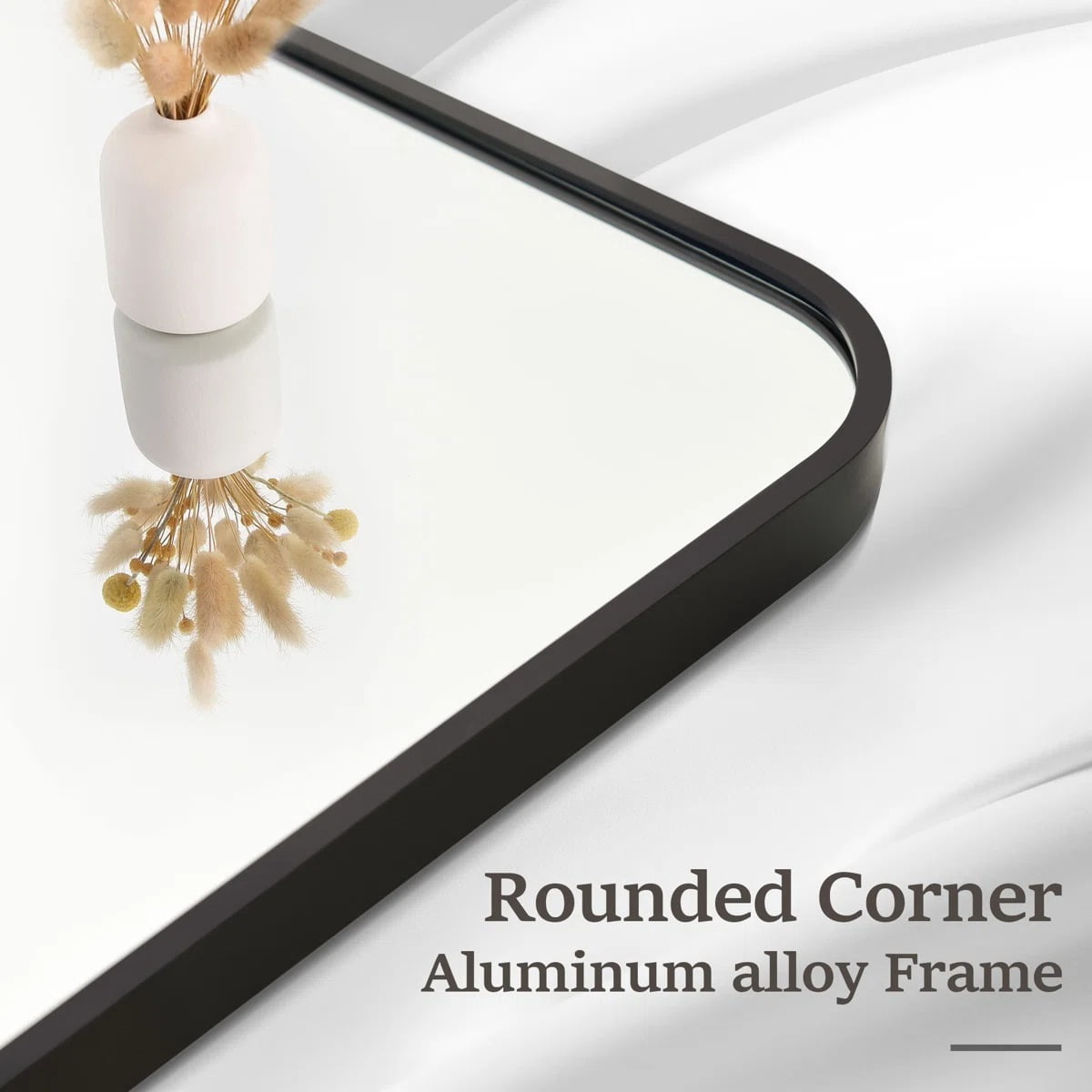 Mirstory 26.1"x 38.2" Wall Mirror Bathroom Vanity Mirror Rounded Corner With Aluminum Alloy Frame,Black
