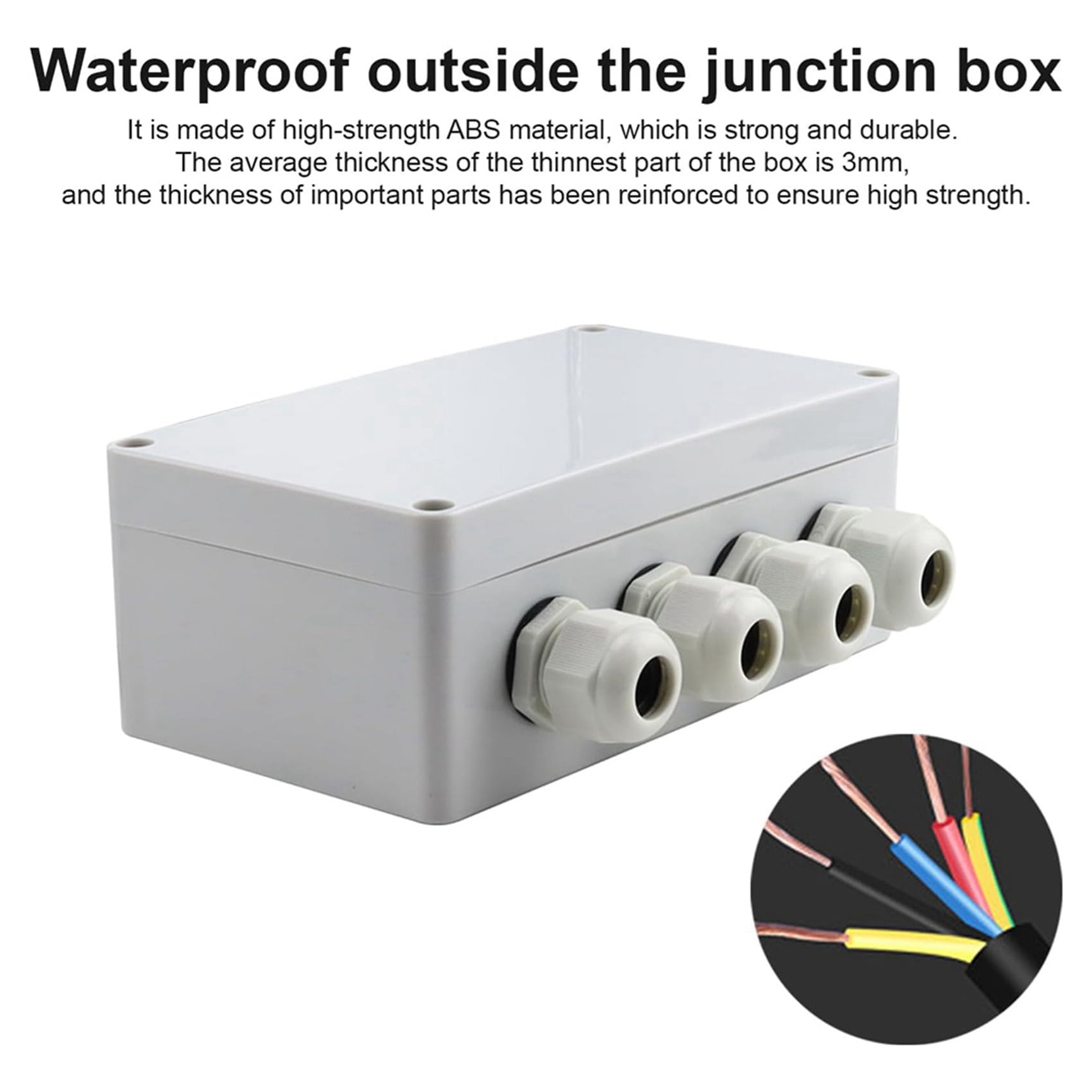 4X IP66 Waterproof Junction Box 2 in 4 Out Waterproof Electrical Box for Diameter 4-8 mm Wire