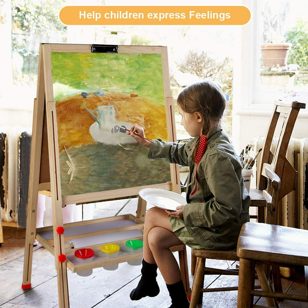 5pcs/7pcs AllinOne Art Easel, Double Sided Wooden Kid's Art Easel Drawing Painting Chalk Art