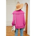 thumbnail image 4 of XCHQRTI Women's Zipper Sweatshirt V Neck Lapel Hoodie Long Sleeve Pullover Loose Fit Fall Sweatshirt, 4 of 8