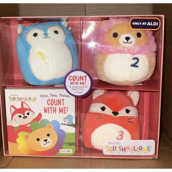Squishmallow 5" COUNT WITH ME Gift Set 3 Plush Book NEW