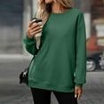 thumbnail image 2 of ManxiVoo Womens Soft Comfy Crewneck Sweatshirt Long Sleeve Loose Fit Pullover Top for Everyday Casual Wear L Size Blackish Green, 2 of 5