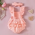 thumbnail image 4 of Hicidod Baby Onesie For Girls Ruffle Solid Color Romper Dress Short Sleeve Floral Bodysuit Jumpsuit Summer Outfit With Headband, 4 of 7