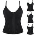 thumbnail image 2 of JGGSPWM Women's Zipper Front Spaghetti Strap Corset Tops Tight Solid Color Sleeveless Body Shaper Tummy Control Shapewear Camisole Black M, 2 of 8