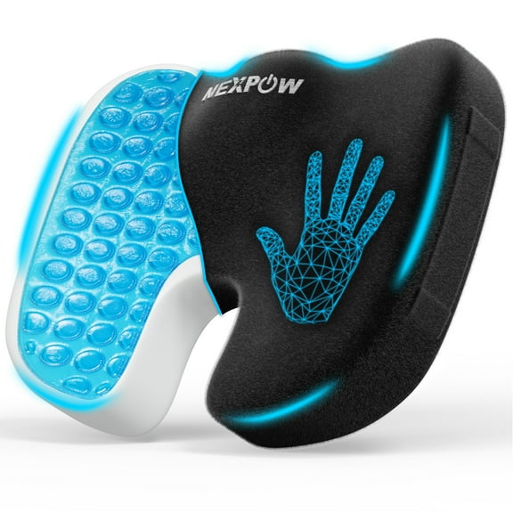 NEXPOW Memory Foam Seat Cushion Cooling Gel Butt Pillow for Tailbone Pain Relief - Chair Cushion,Car Seat Cushion,Butt Pillow