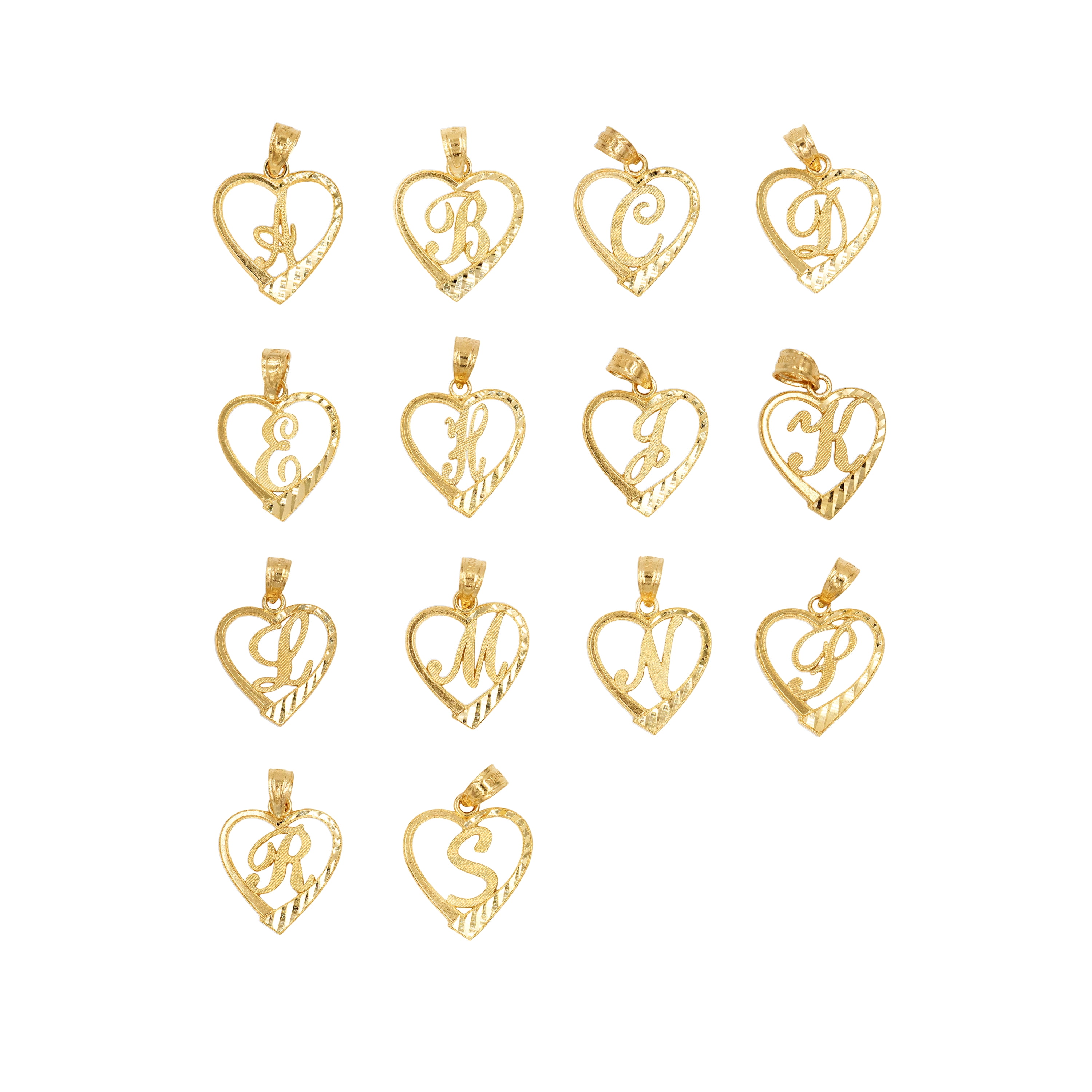 Golden Fire Solid 14k Gold Initial Heart Pendant - Personalized Jewelry Gifts for Women