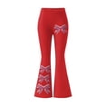 thumbnail image 6 of Fmbrln Womens Yoga Pants Stretchy Workout Gym Pants Fashion Bow Print Casual Flare Leg Pants, 6 of 7