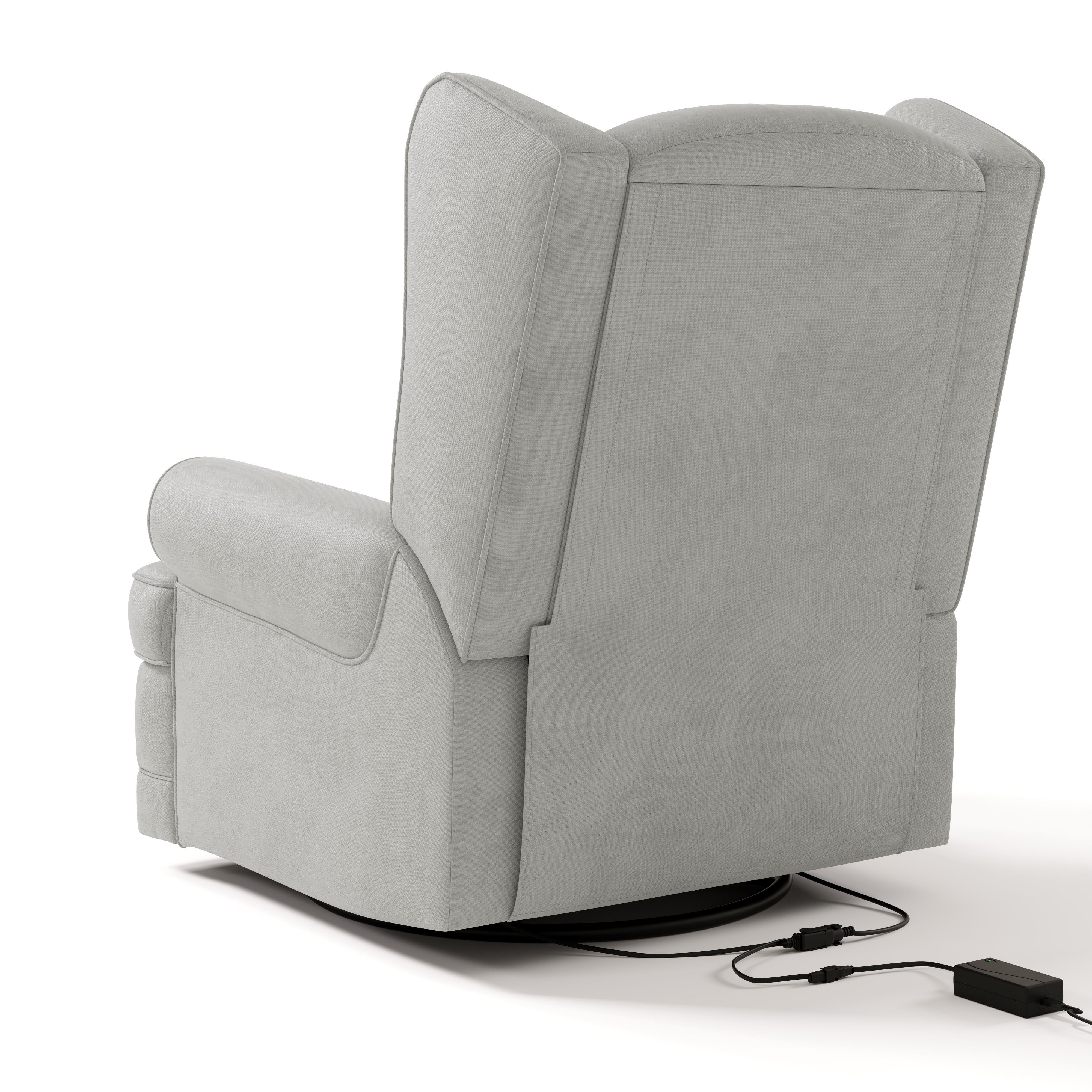 Storkcraft Serenity Wingback Upholstered Recline Glider with USB