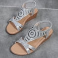 thumbnail image 4 of Summer New Plus Size Casual Women's Elastic Beach Wedge Sandals Summer Sandals Silver 40, 4 of 8