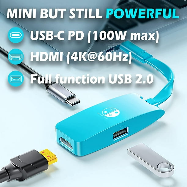 Station d'accueil pour Nintendo Switch OLED, station d'accueil TV portable  avec port HDMI USB 3.0 et chargement USB C, station d'accueil de voyage