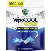 Vicks VapoCOOL Severe, WinterFrost Throat Drops, 200 Drops