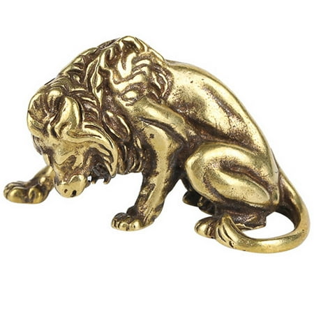 

NUOLUX Decorative Lion Sculpture Ornaments Mini Ornaments Brass Lion Crafts Decor