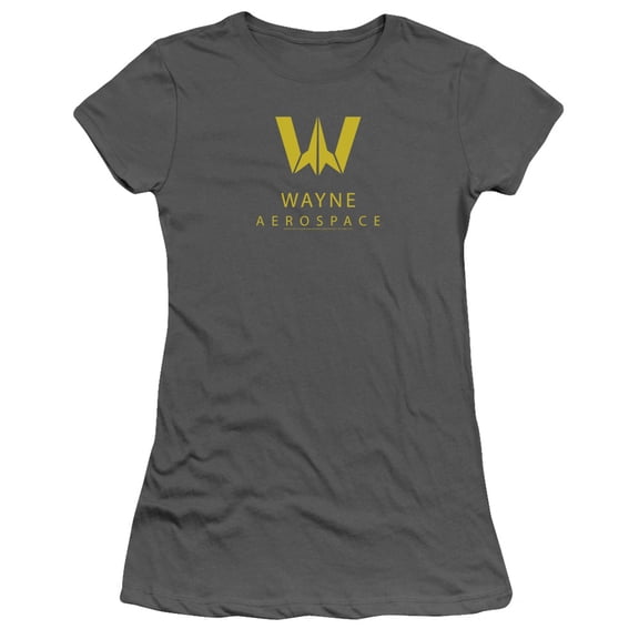 Justice League Movie Wayne Aerospace S/S Junior Women's T-Shirt Sheer Charcoal