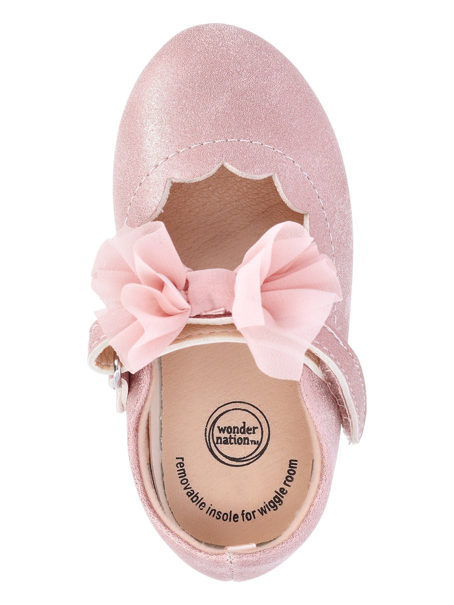 Wonder Nation Baby and Toddler Girls Tulle Bow Ballet Flats
