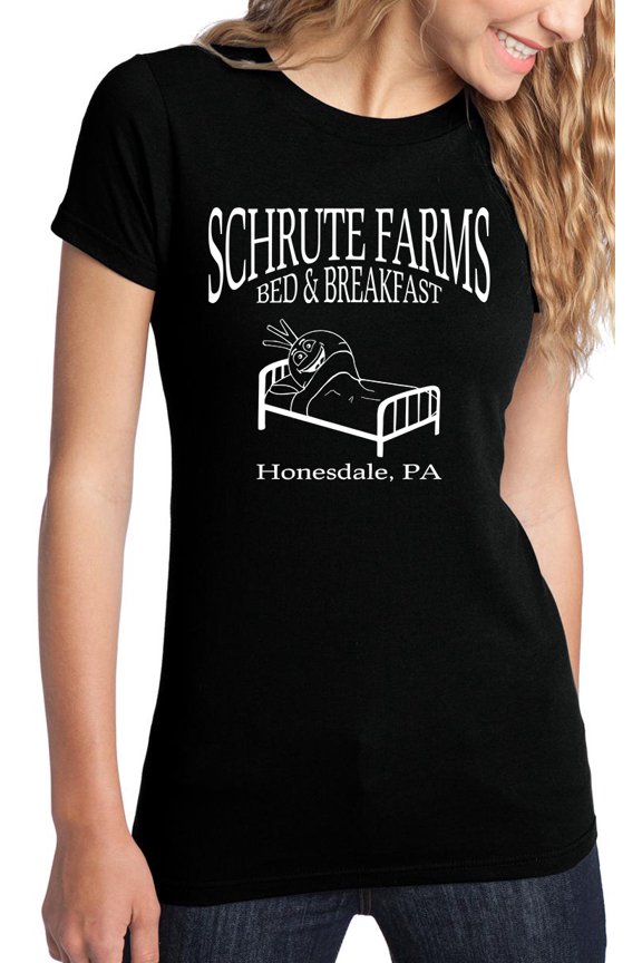 Schrute Farms Bed & Breakfast Beets T-Shirt Honesdale PA Juniors Tee Black (XL)