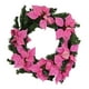 22" Pré-Éclairé B / O Rose Artificiel Poinsettia Couronne de Noël - Lumières LED Claires – image 1 sur 1