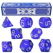 Wiz Dice Set of 8 Masterwork Precision Aluminum Polyhedrals with Laser-Etched Strongbox Choose from 8 Anodized Colors (Cobalt)